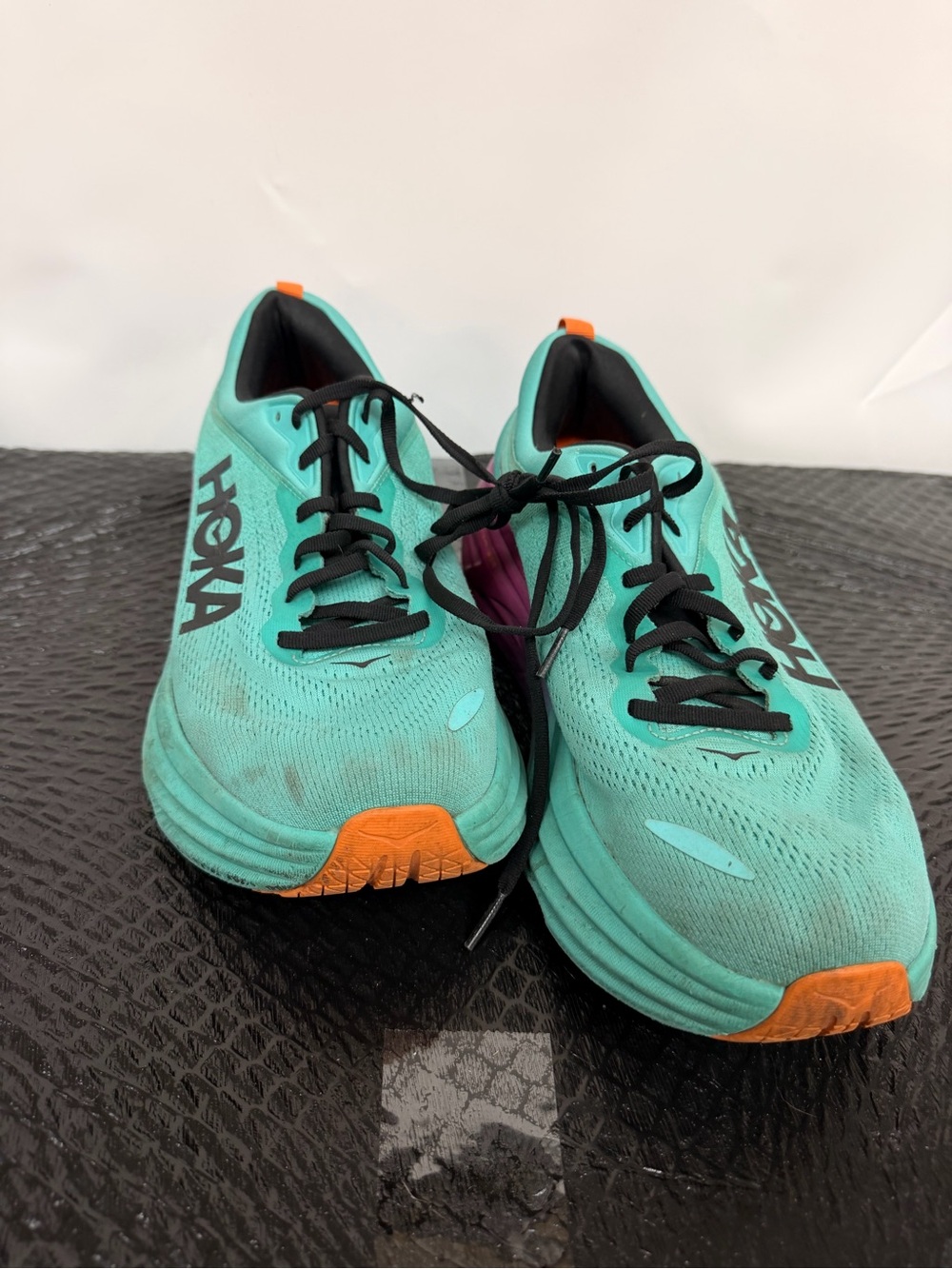 Hoka Women's Turquoise Running Shoes with Orange Accents Mens size 11.5